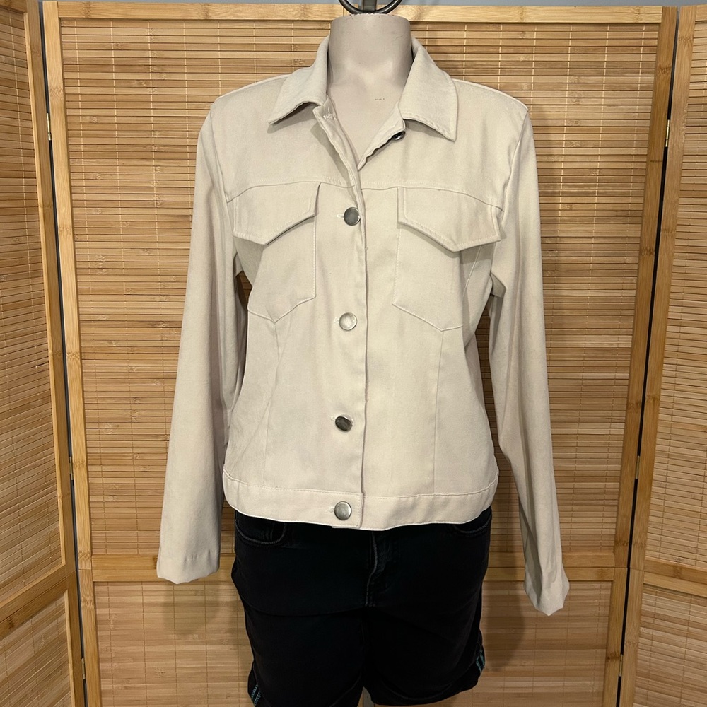David Paul New York vintage light tan button up jacket coat woman’s size M